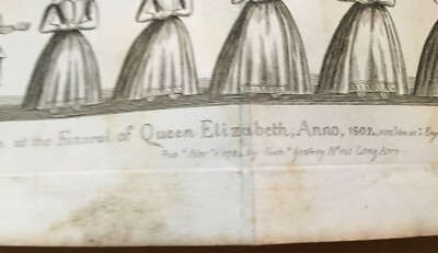 Antica Grande Incisione: Funerali Della Regina Elisabetta (1502)