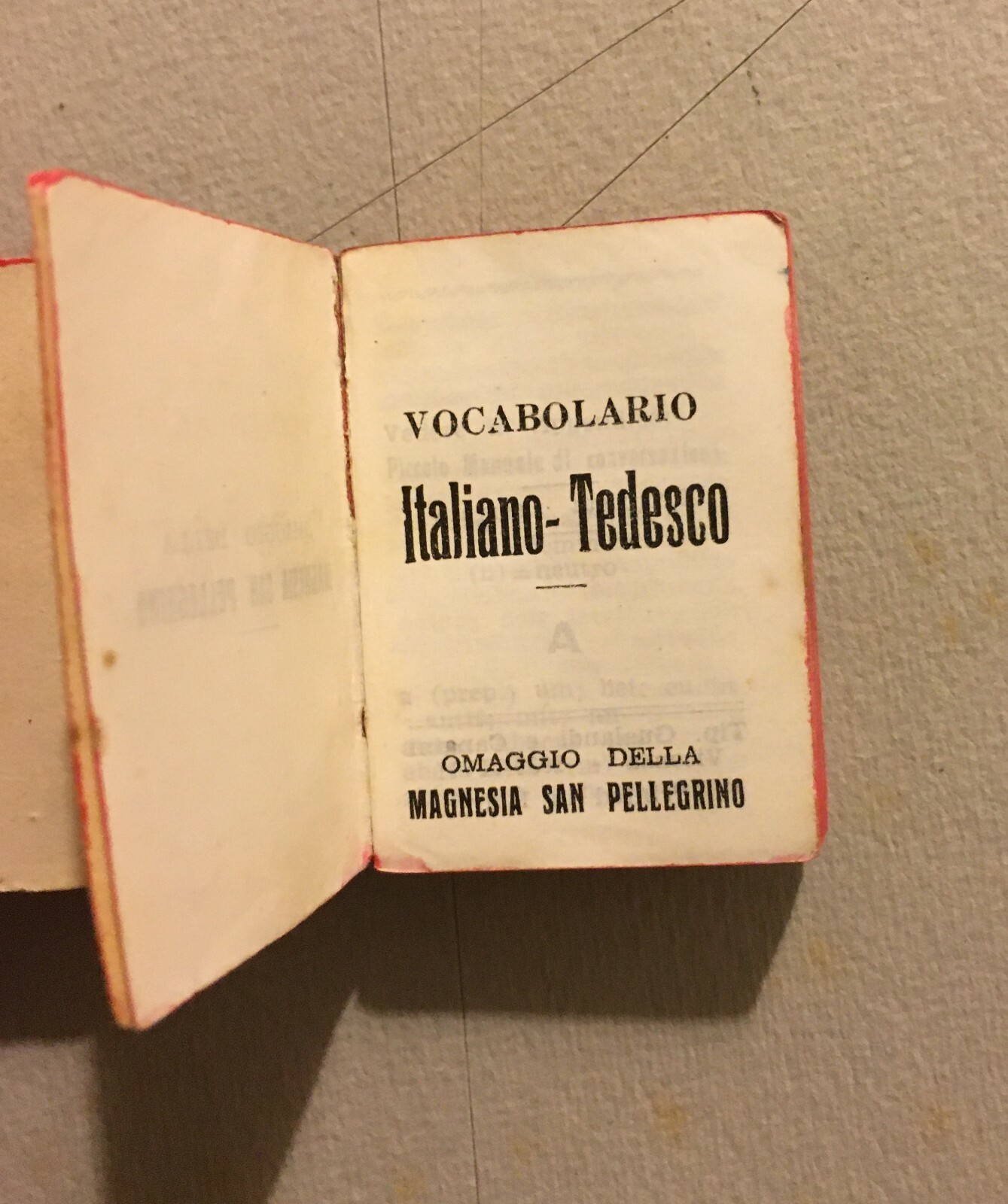 Vocabolario Italiano Tedesco Miniatura Magnesia San Pellegrino, 1939