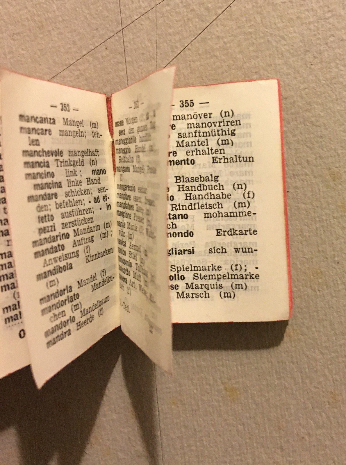 Vocabolario Italiano Tedesco Miniatura Magnesia San Pellegrino, 1939