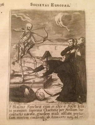 Famous Jesuits: Sanchez, Spain, Sicily. Antique Engraving by Hafner Heinsch