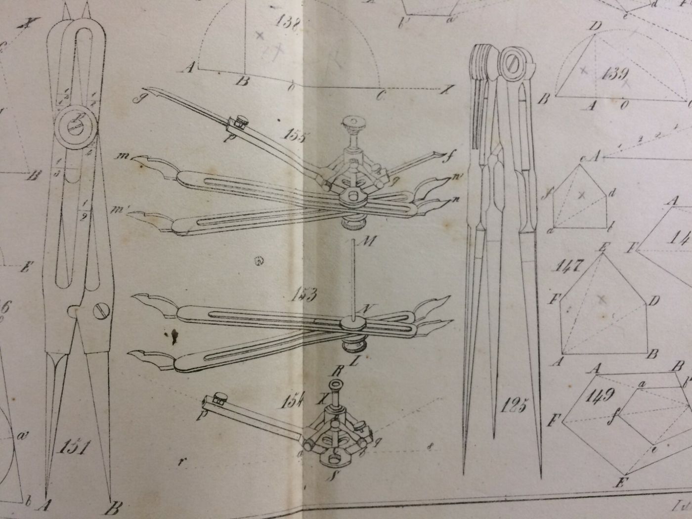 Arte, Disegno, Architettura, Ingegneria, Strumenti, Compasso: Antica Stampa Motta, 1868