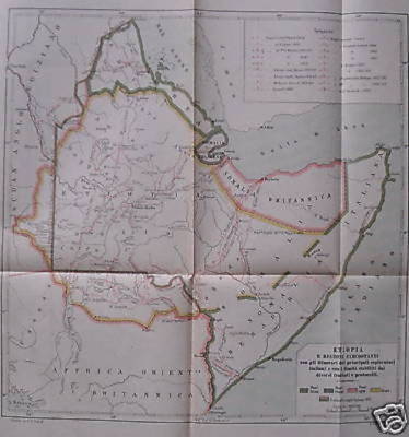Etiopia E Africa Orientale: Itinerari Dei Principali Esploratori Italiani, Mappa d'Epoca
