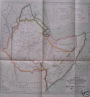Etiopia E Africa Orientale: Itinerari Dei Principali Esploratori Italiani, Mappa d'Epoca