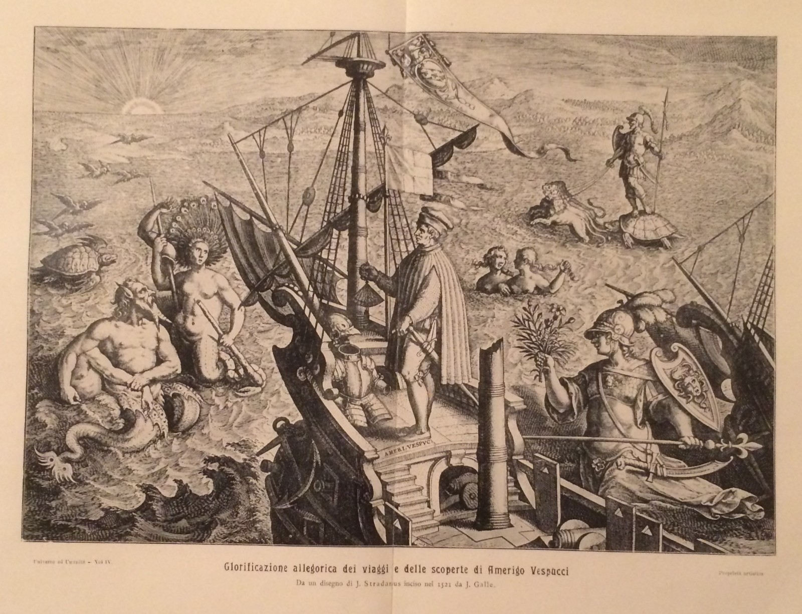 Geografia, Viaggi Ed Esplorazioni: Amerigo Vespucci, Stampa Allegorica E Decorativa (Stradano)