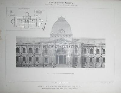 Architettura: Progetto Di Museo Biblioteca, Pietro Bigaglia, Venezia, Prof. Franco