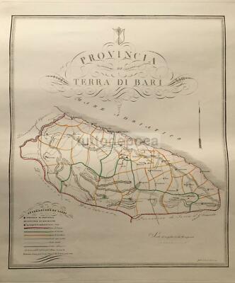 Puglia Antica Terra Di Bari, Cartografia De Sanctis, Grande Mappa Geografica