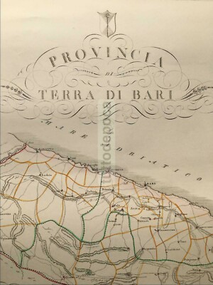 Puglia Antica Terra Di Bari, Cartografia De Sanctis, Grande Mappa Geografica