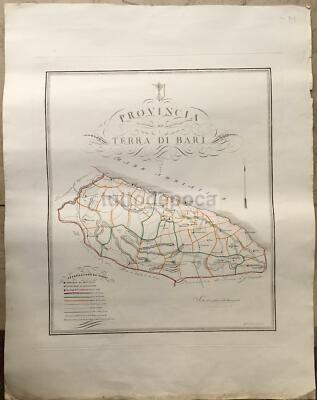Puglia Antica Terra Di Bari, Cartografia De Sanctis, Grande Mappa Geografica