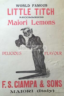 Locandina Pubblicitaria d'Epoca Ciampa Maiori Little Titch   Limoni Da Collezione