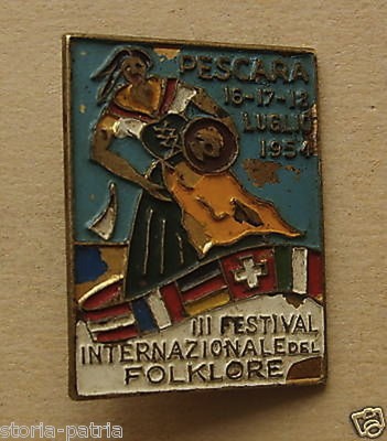 III Festival Internazionale Del Folklore, Pescara 1954   Distintivo ENAL