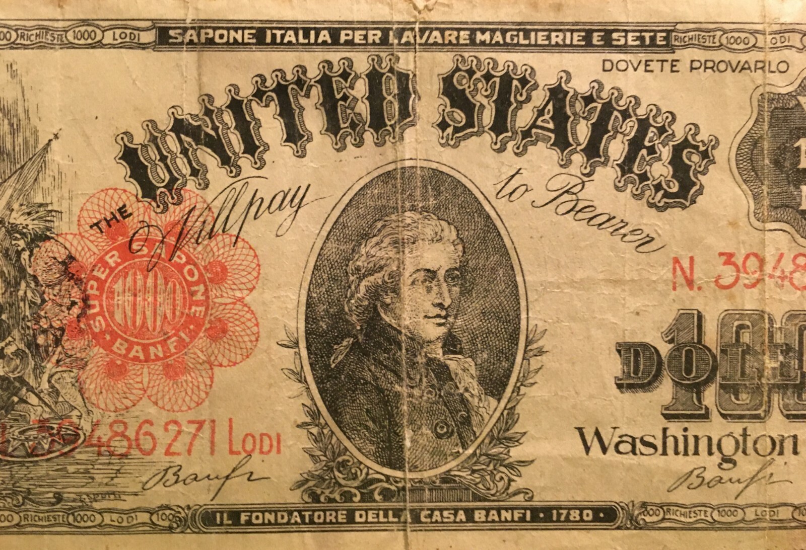 Profumeria, Sanitaria, Detersivi, Sapone Banfi: Facsimile Di Banconota Americana