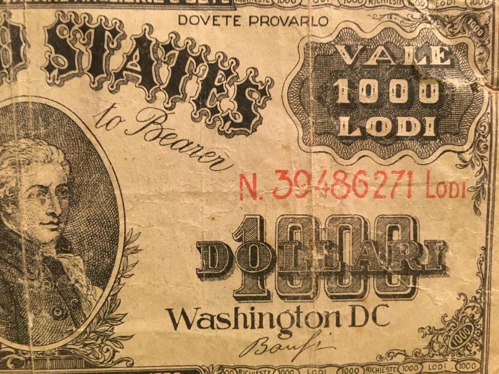 Profumeria, Sanitaria, Detersivi, Sapone Banfi: Facsimile Di Banconota Americana