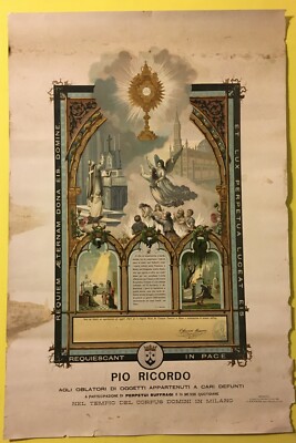 Milano: Erigenda Chiesa Corpus Domini, Pio Ricordo. Antica Stampa A Colori, 1898