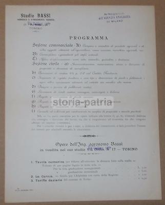 Agraria, Enologia, Assicurazioni, Credito Fondiario, Bonifiche, Agronomo Bassi, Torino