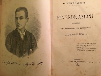 Puglia, Monopoli: Giuseppe Nardone, Rivendicazioni, Versi (1893). Prefazione Di Giovanni Bovio