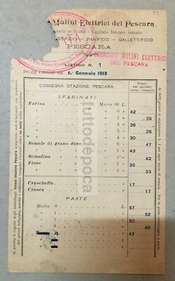 Abruzzo, Pescara: Molitura, Molino, Grano, Crusca, Panificio. Pubblicitaria, 1913