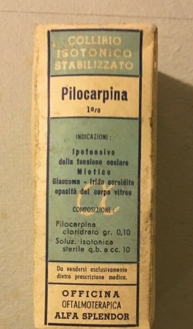 Farmaceutica, Medicina, Oculistica: Collirio Pilocarpina Pubblicitaria, Napoli