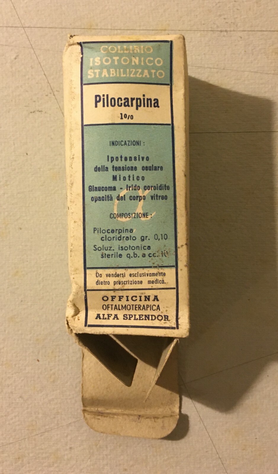 Farmaceutica, Medicina, Oculistica: Collirio Pilocarpina Pubblicitaria, Napoli