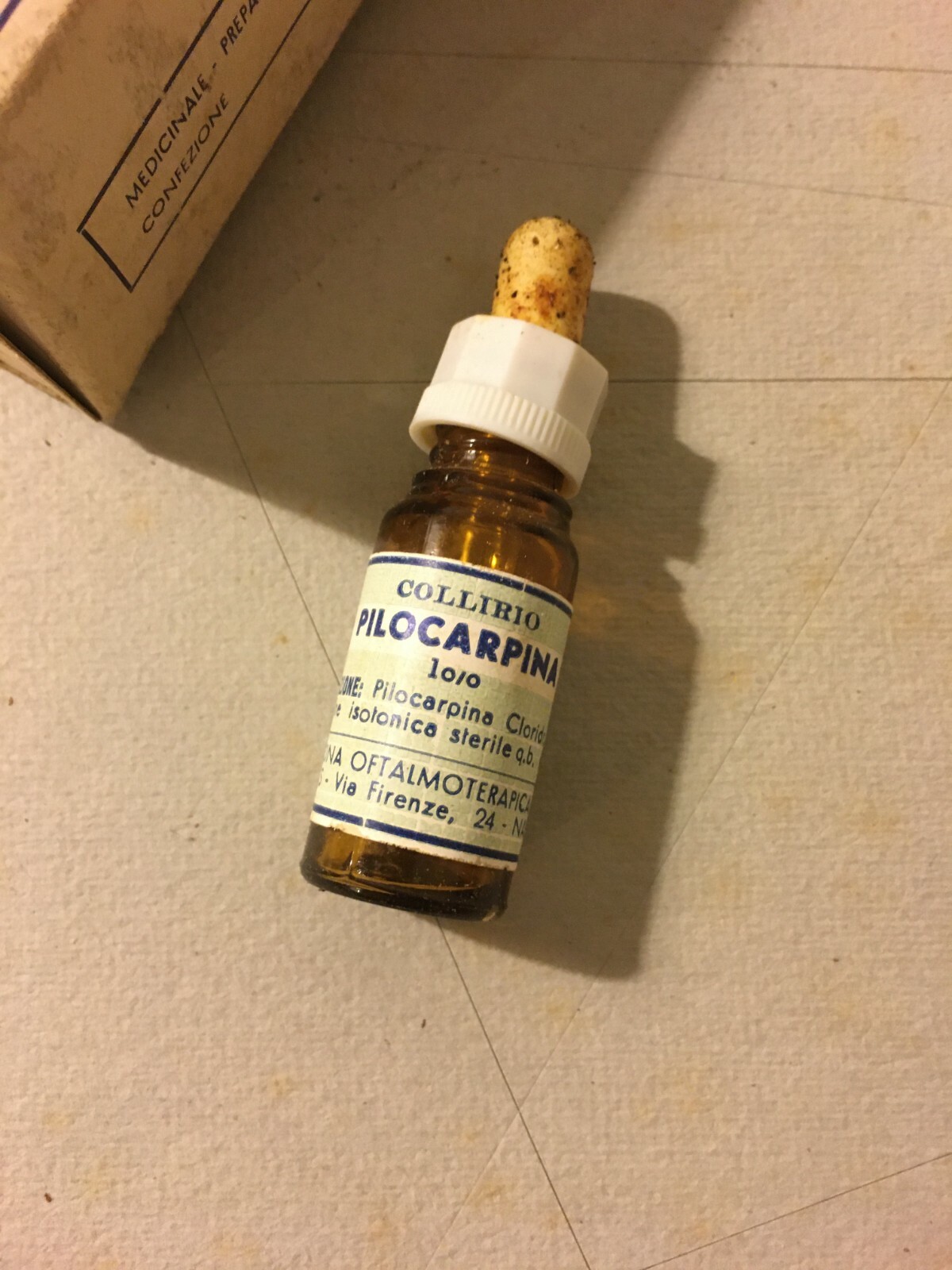 Farmaceutica, Medicina, Oculistica: Collirio Pilocarpina Pubblicitaria, Napoli