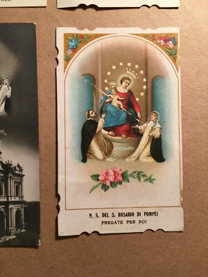 Arte Popolare Devozionale: Madonna Del Rosario Di Pompei, Sei Santini d'Epoca