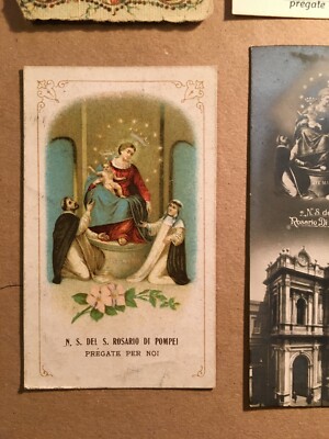 Arte Popolare Devozionale: Madonna Del Rosario Di Pompei, Sei Santini d'Epoca