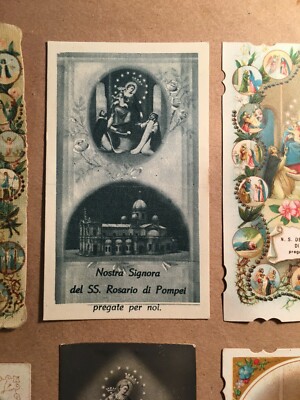 Arte Popolare Devozionale: Madonna Del Rosario Di Pompei, Sei Santini d'Epoca