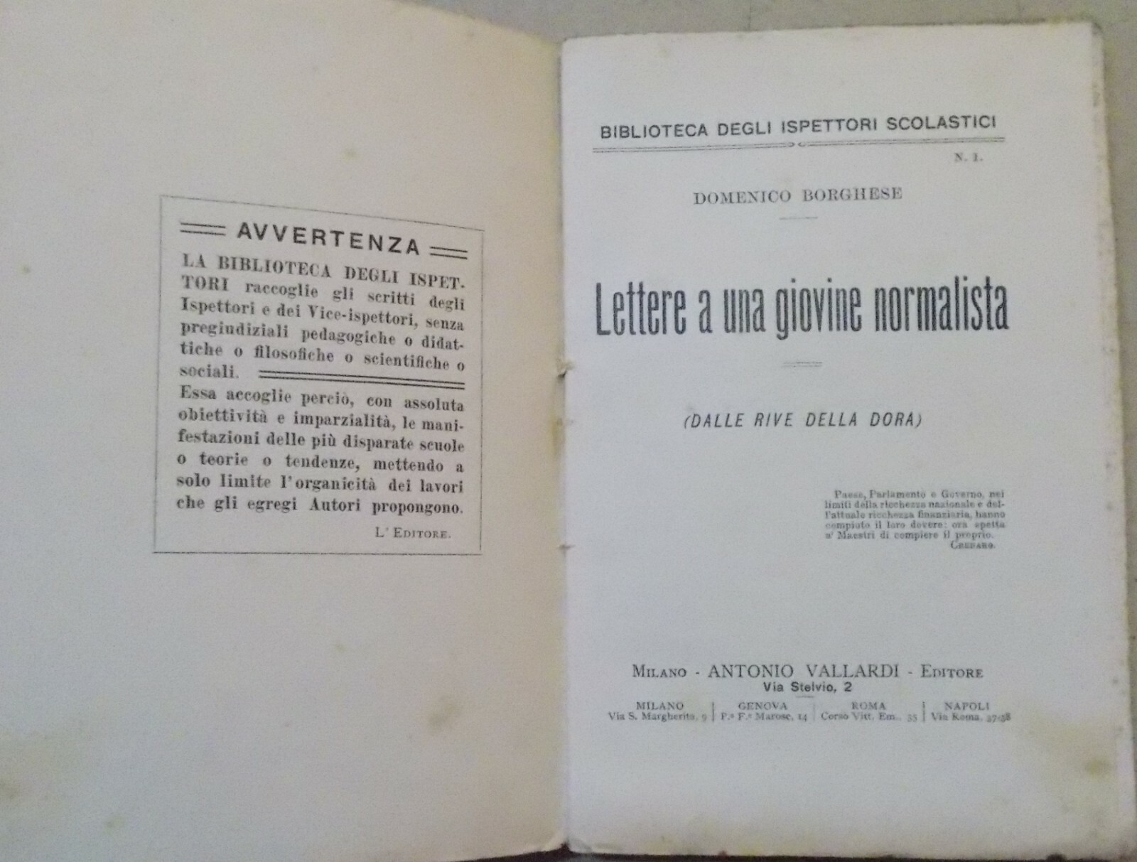 Pedagogia E Scuola: Lettere A Una Giovane Normalista. Domenico Borghese (1912)