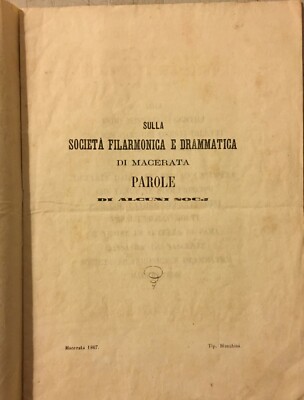 Marche, Macerata: Società Filarmonica, Tomassini, Papi, Ginepri, Scolastici, 1867