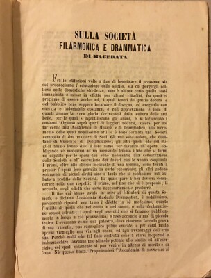 Marche, Macerata: Società Filarmonica, Tomassini, Papi, Ginepri, Scolastici, 1867