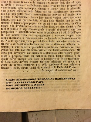 Marche, Macerata: Società Filarmonica, Tomassini, Papi, Ginepri, Scolastici, 1867
