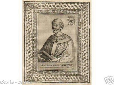 Storia Del Papato: Pontefice Alessandro IV, Ritratto Antico, Incisione Del XVI Secolo