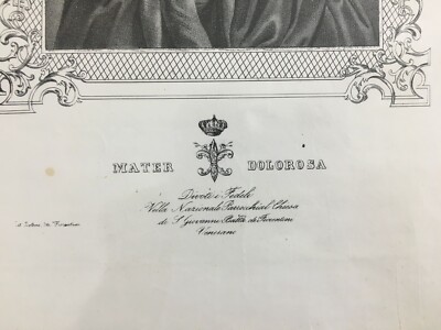 Antica Stampa Devozionale Dell'Addolorata, Roma, Chiesa Di San Giovanni Battista Dei Fiorentini