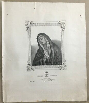Antica Stampa Devozionale Dell'Addolorata, Roma, Chiesa Di San Giovanni Battista Dei Fiorentini