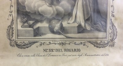 Maria SS.ma Del Rosario, Puglia, Bari. Litografia Falagario