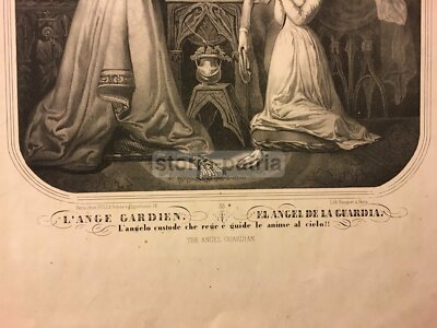 L'Angelo Custode: Antica Grande Stampa Devozionale. Parigi, Lit. Becquet, Bulla