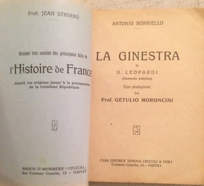 Letteratura Italiana: Filologia   Giacomo Leopardi   Antica Edizione Napoletana   Levia