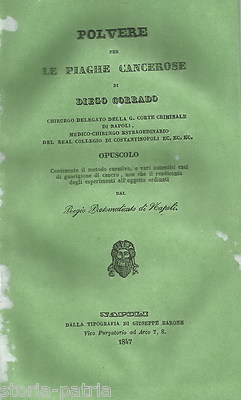 Diego Corrado, Polvere Per Piaghe Cancerose, Napoli, 1847
