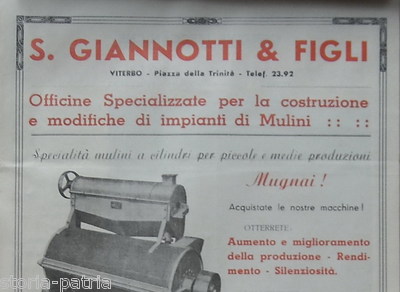 Viterbo, Giannotti: Fabbrica Macchine Per Molitura, Mulini E Pastifici