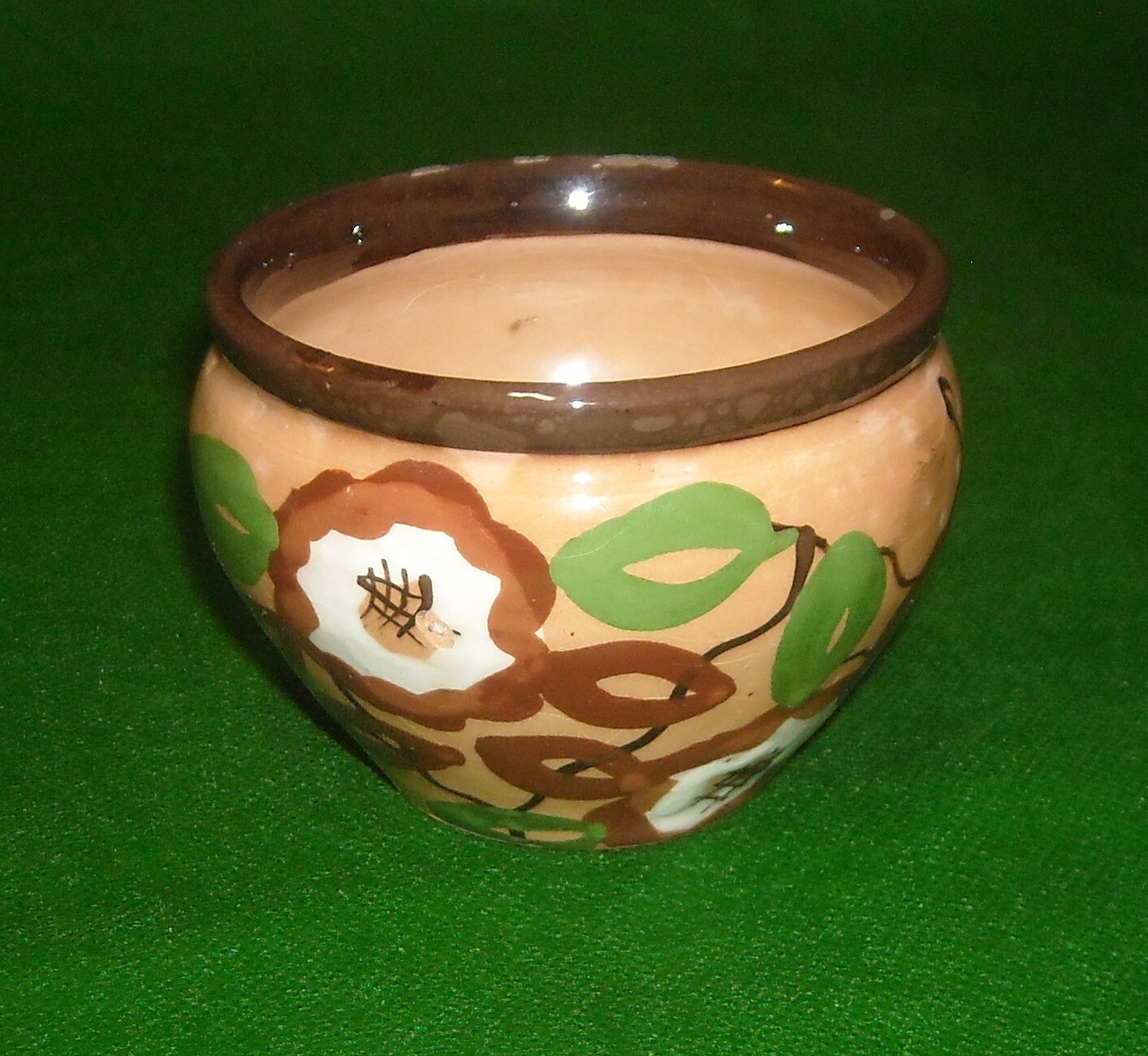 Ceramica d'Epoca Con Decoro Floreale Policromo, Piccolo Vaso Soprammobile