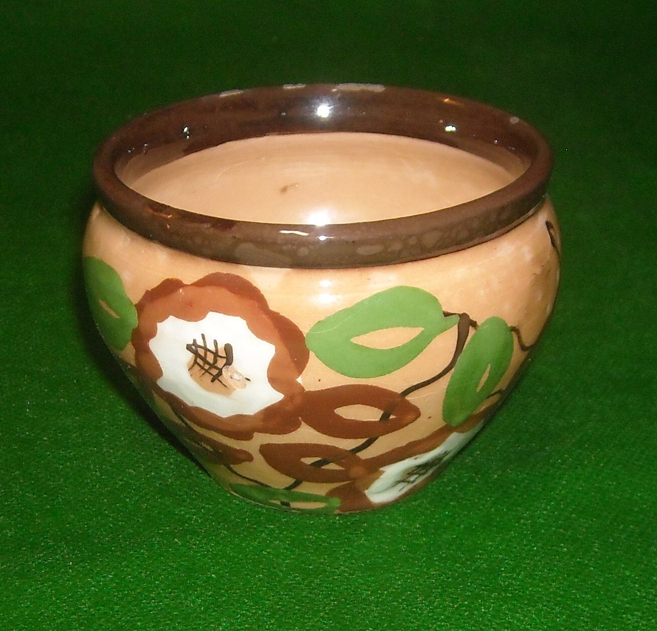 Ceramica d'Epoca Con Decoro Floreale Policromo, Piccolo Vaso Soprammobile