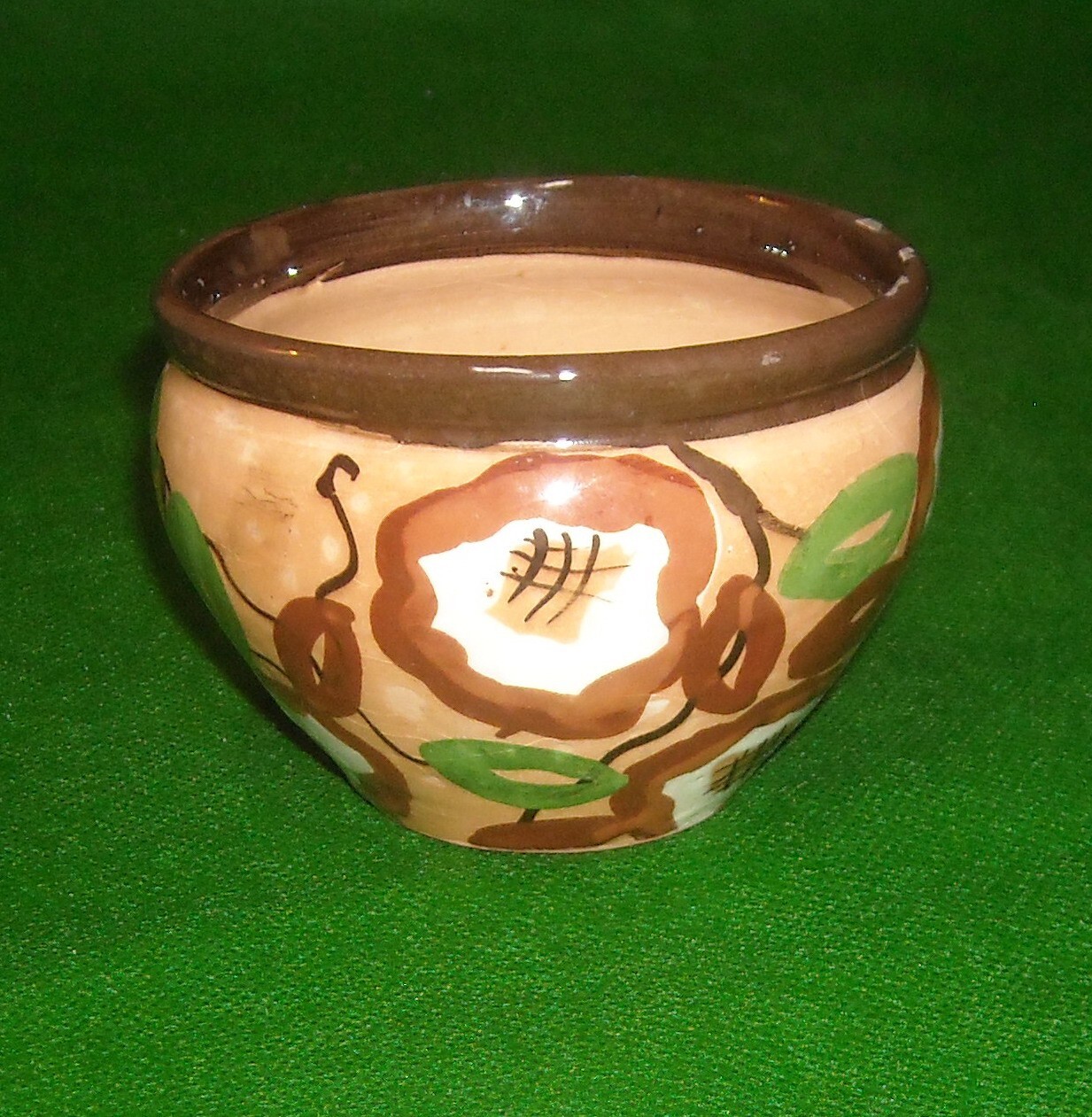 Ceramica d'Epoca Con Decoro Floreale Policromo, Piccolo Vaso Soprammobile