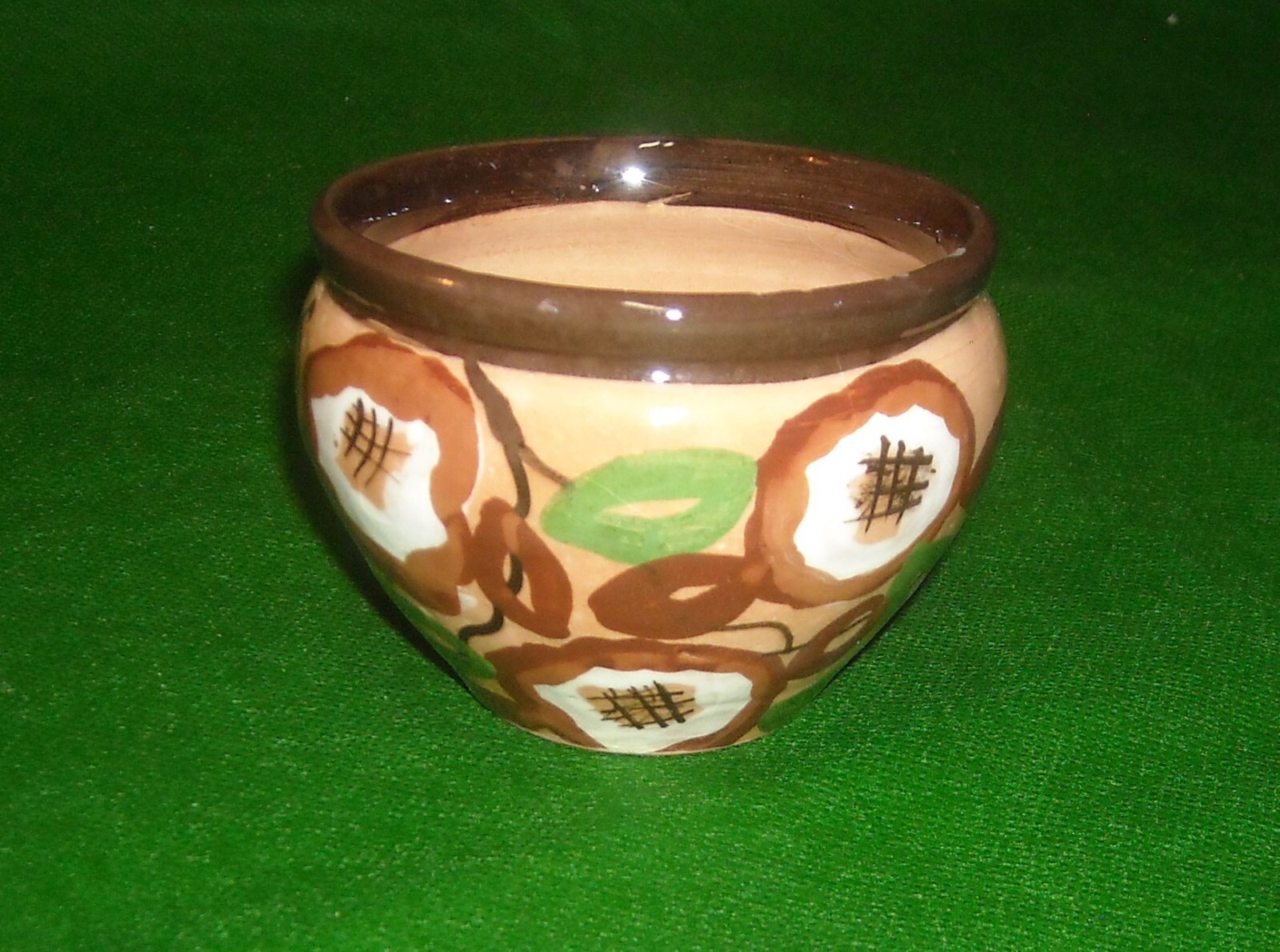 Ceramica d'Epoca Con Decoro Floreale Policromo, Piccolo Vaso Soprammobile
