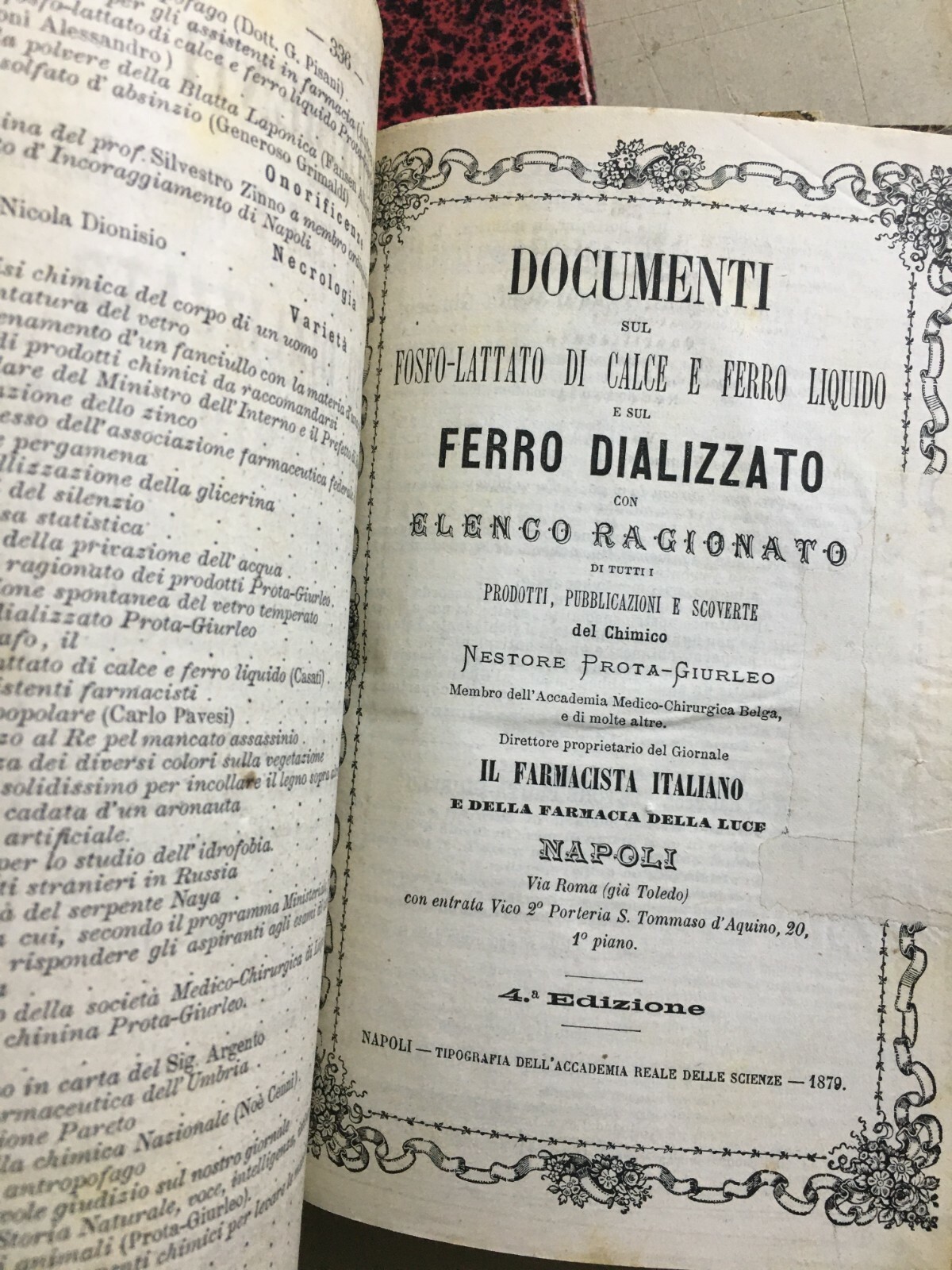 Medicina, Farmacia E Chimica: Rivista Il Farmacista Italiano Di Prota Giurleo, Napoli, 1878 1880