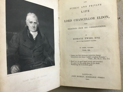 Antica Biografia: Vita Pubblica E Privata Del Cancelliere Eldon, Illustrato '800
