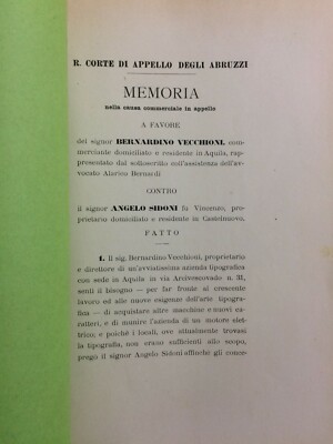 Giuridica, Abruzzo, L'Aquila, Tipografia Vecchioni, Sidoni, Bernardi, Selli, 1908