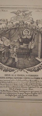 Arte Popolare Napoletana: Rara Antica Litografia Devozionale, Santo Taumaturgo (San Vincenzo Ferreri)
