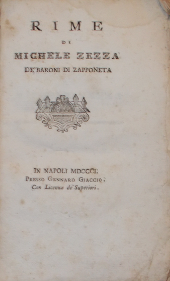 Puglia: Letteratura, Poesia E Mitologia. Michele Zezza, 1801
