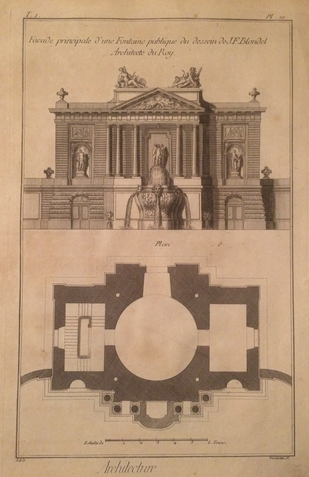 Architettura: Progetto Di Fontana Monumentale   Architetto Blondel, Francia, Guidotti
