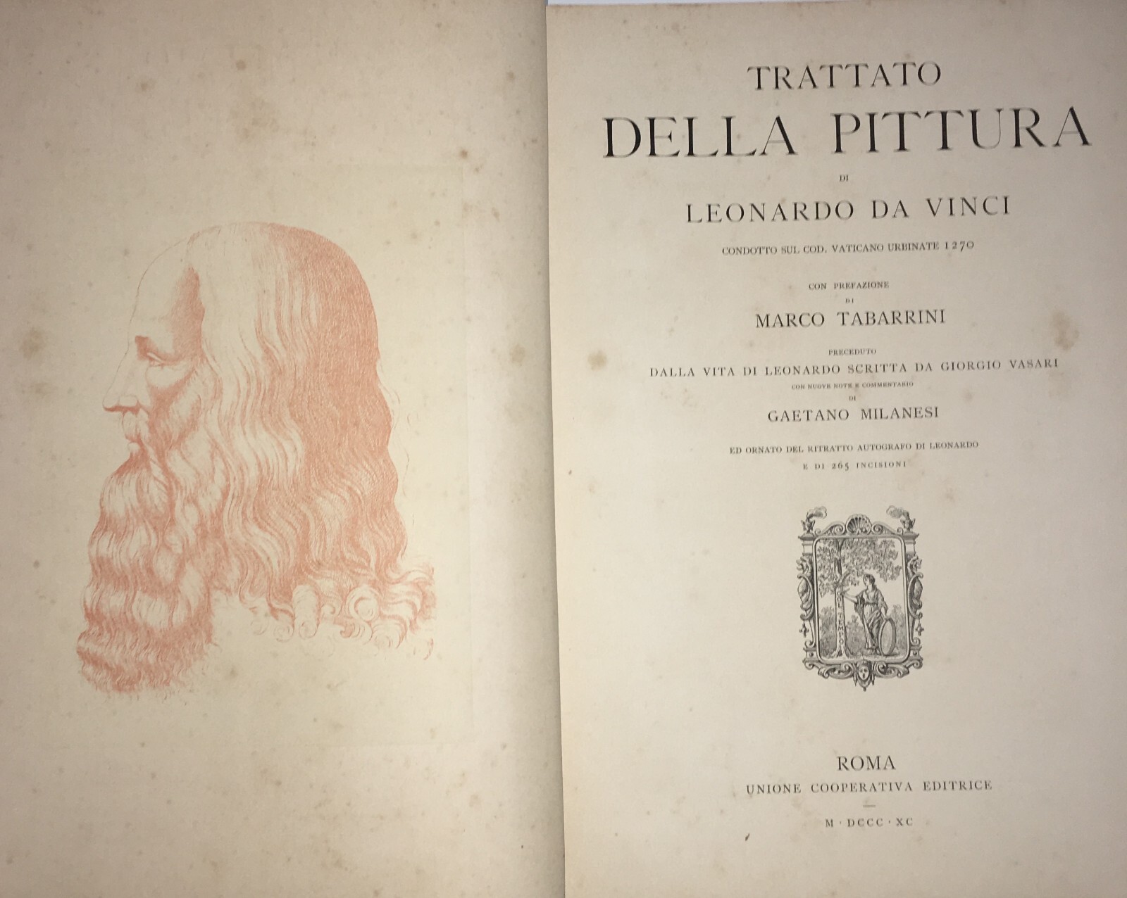 Leonardo Da Vinci: Trattato Della Pittura, Vasari, Antica Edizione Illustrata, 1890, Ritratto