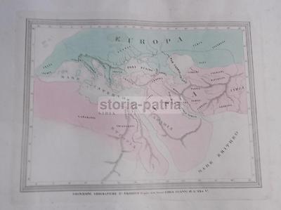 Antica Mappa Dell'Africa, Libia, Etiopia, Italia, Grecia, Tracia, Arabia, Asia Secondo Erodoto, XIX Secolo